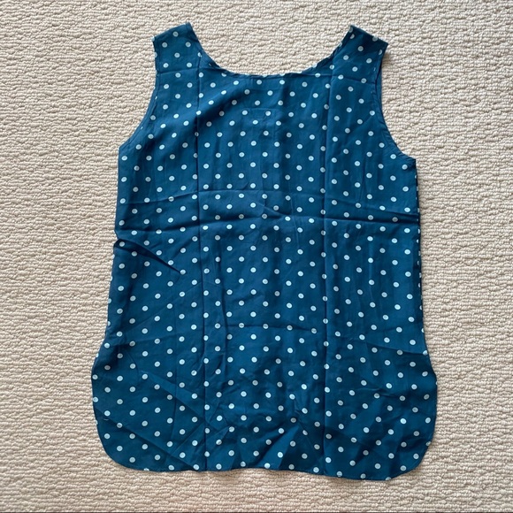 NWOT - Vintage Teutloff Blue Polka Dot Sleeveless Blouse - Picture 2 of 2
